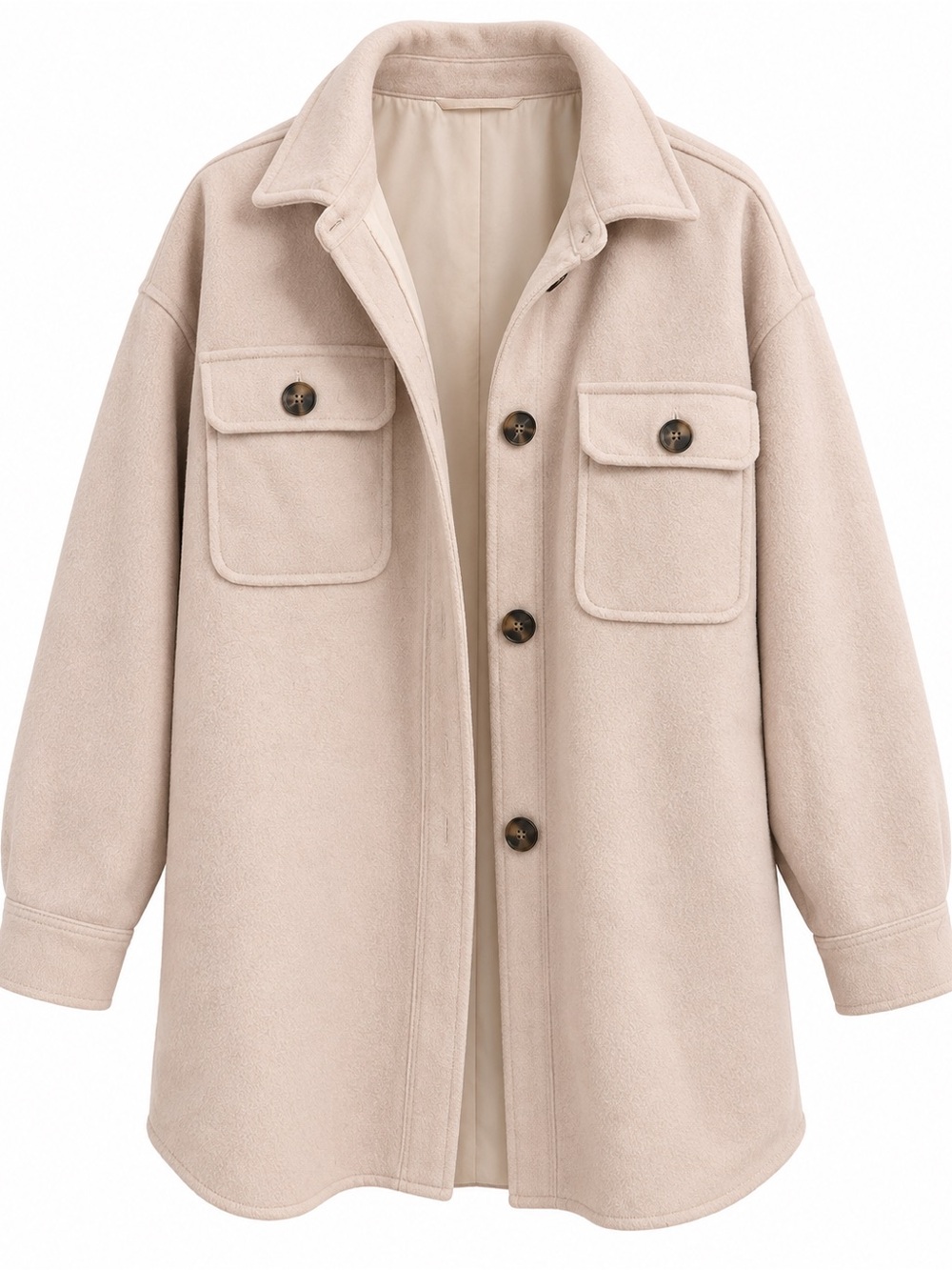 Forever 21 Light Cream Button-Front Utility Jacket